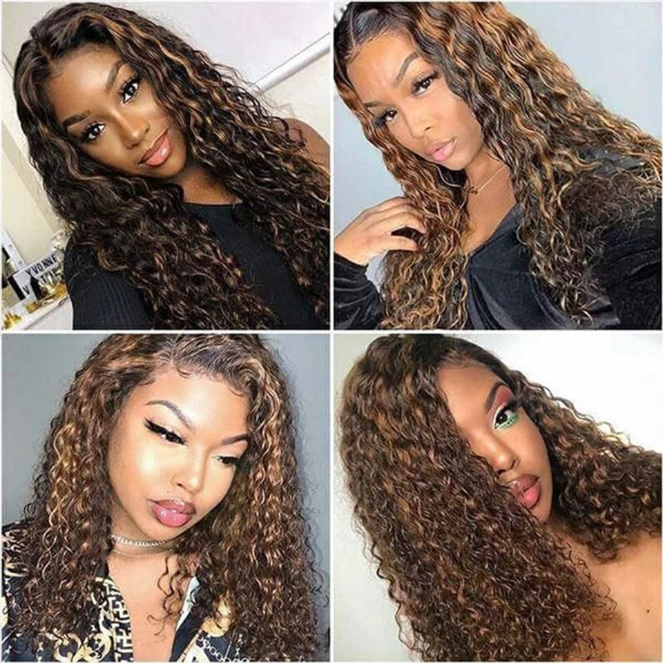 Kinky Curly Highlight Lace Front Wig Human Hair Blonde Pre Plucked Wit -  Hairesthetic
