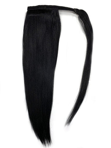 Wrap Around 100% Human Hair Ponytail in Yaki Perm Straight 14" - Hairesthetic